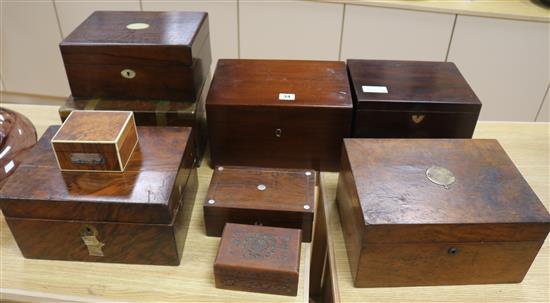 Ten various 19th century boxes